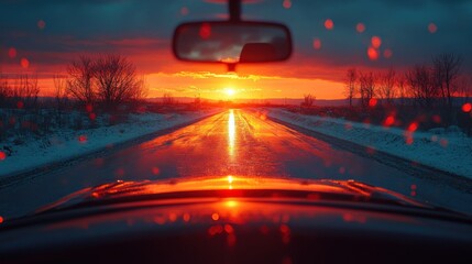Flying car, rearview mirror, dawn ahead, movie quality, high-definition photography