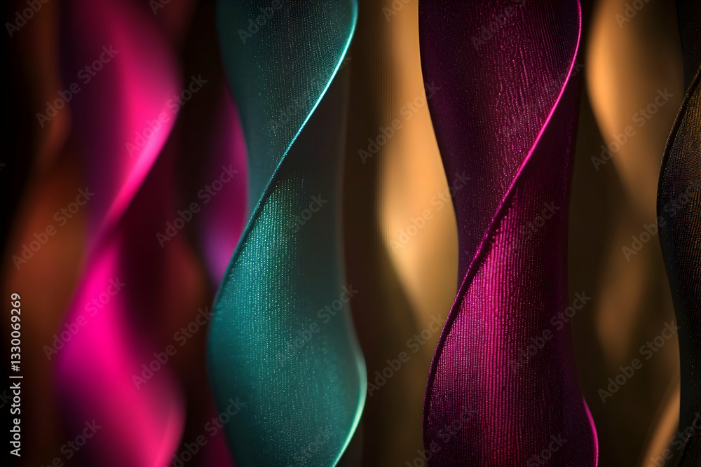 Aufkleber abstract colorful textile ribbons spiraling with a soft gradient background