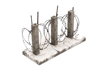 barbed fence 3d model Cutout and isolated and transparent background image