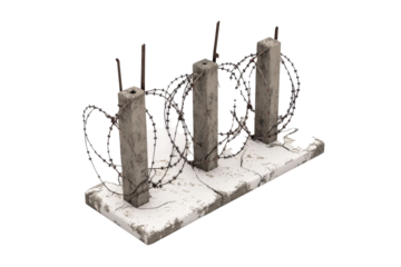 barbed fence 3d model Cutout and isolated and transparent background image