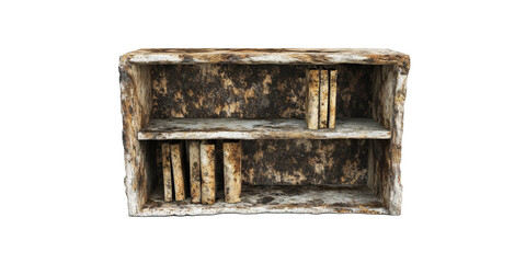 a wooden shelf with two shelves on top Cutout and isolated and transparent background image
