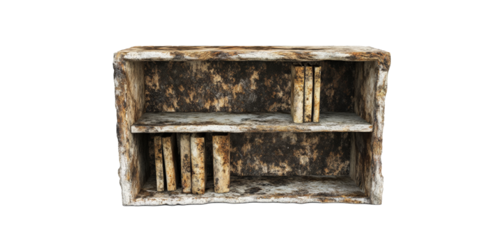 a wooden shelf with two shelves on top Cutout and isolated and transparent background image