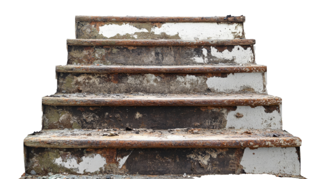 a cat sitting on top of a set of stairs Cutout and isolated and transparent background image