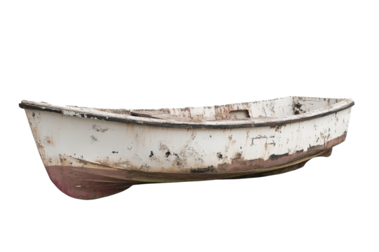a boat is sitting on a white surface Cutout and isolated and transparent background image