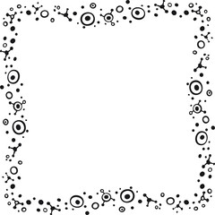 Square border with scattered circles. Vector illustration made with circles and dots creating a square border