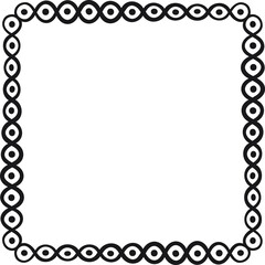 Square border with dots inside a wavy line. Vector illustration made with lines and dots creating a square border