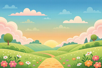 Obraz premium Colorful spring landscape with a path