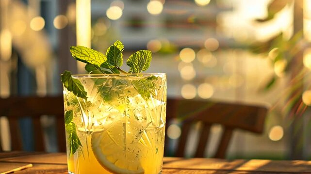 Erfrischender Zitronen-Minz-Cocktail auf einem Sommertisch