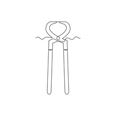 one line art pincers tool vector illustration. line art, one continuous line, simple, hand drawn and sketch style. for icons, symbols, signs or logos