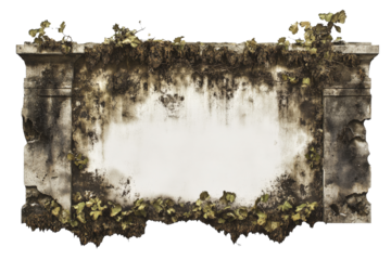 a picture of a wall with vines growing on it Cutout and isolated and transparent background image