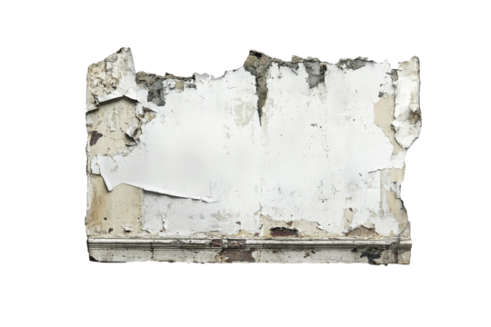 a piece of white paint on a white surface Cutout and isolated and transparent background image