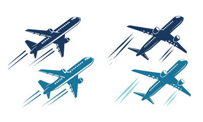 Fototapeta premium plane silhouette on a white background, vector illustration,airplane vector,aeroplane vector