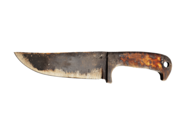 a knife with a rusted handle on a white background Cutout and isolated and transparent background image