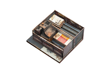 a box with a bunch of books inside Cutout and isolated and transparent background image