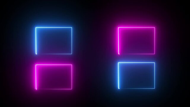 Neon glowing four square icon animation .