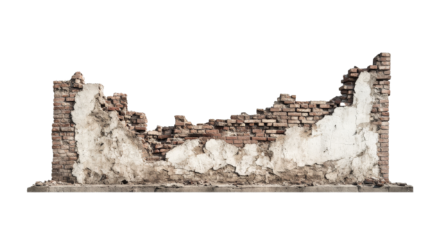 a brick wall with a white background Cutout and isolated and transparent background image