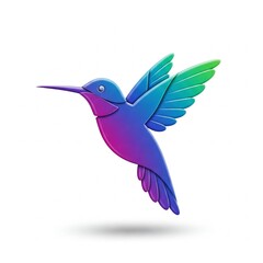 3D hummingbird logo on a white background.