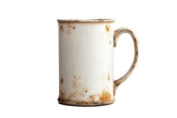 a white mug with a brown handle Cutout and isolated and transparent background image