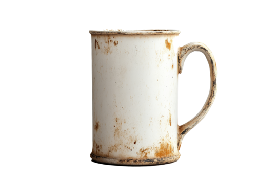 a white mug with a brown handle Cutout and isolated and transparent background image