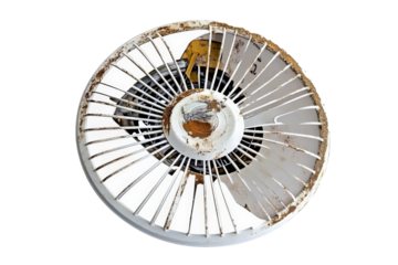 a white fan with rust on it Cutout and isolated and transparent background image