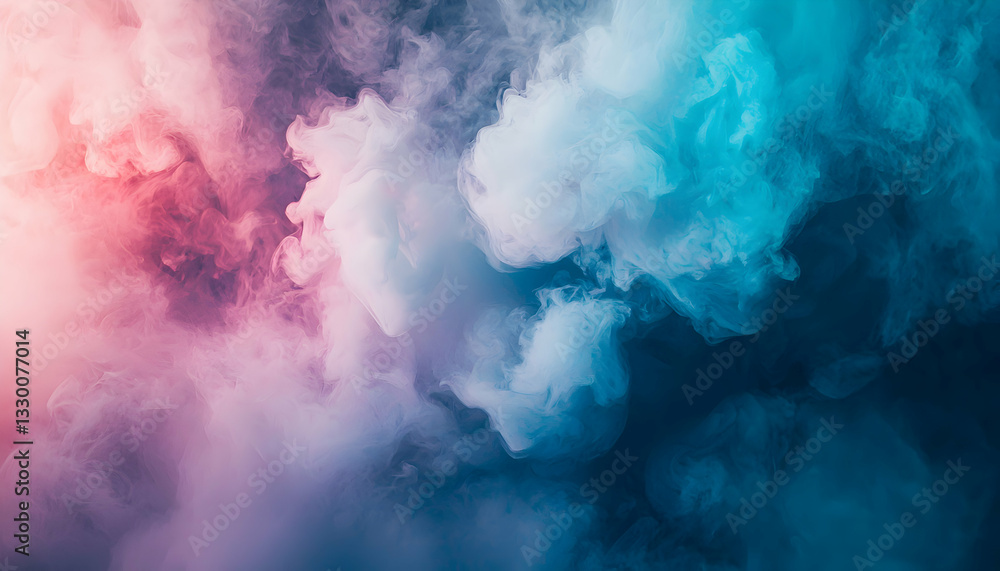 Poster abstract colorful smoke clouds mixing in swirling patterns on dark backdrop