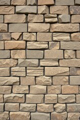 Fototapeta premium Stone Wall Texture Background with Rectangular Blocks in a Neutral Tone