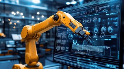 Intelligent Automation Machine Arm Interacting with Digital Interfaces