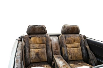 a dirty car seat Cutout and isolated and transparent background image
