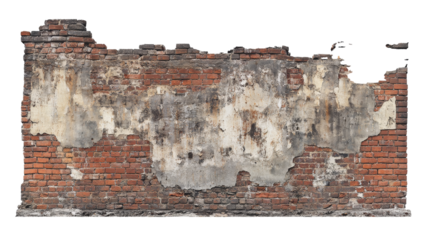 a brick wall with a white background Cutout and isolated and transparent background image