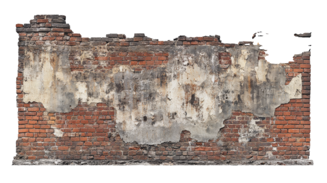 a brick wall with a white background Cutout and isolated and transparent background image