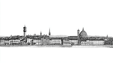 Florence Skyline in Ink