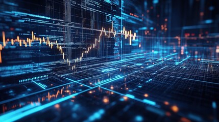 Advanced Artificial Intelligence Analyzing Stock Market Data Trends