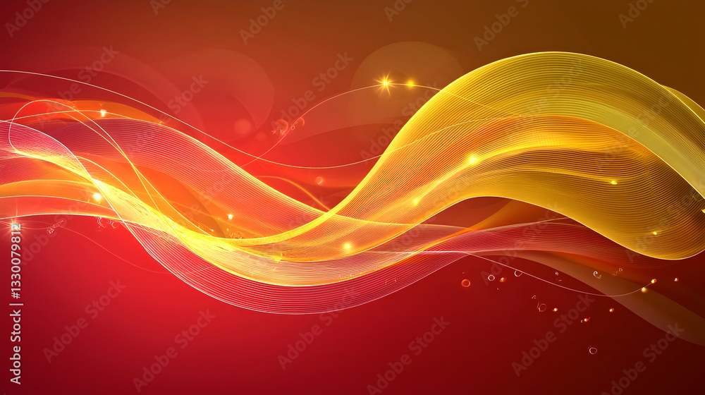 Aufkleber abstract flowing wave design with yellow and red color gradient