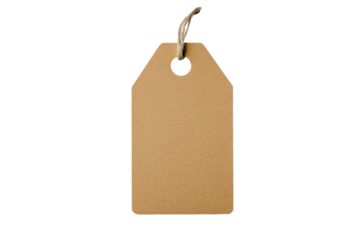 Blank brown cardboard tag with twine string, cut out