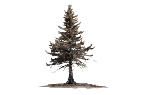a small tree with no leaves on it Cutout and isolated and transparent background image