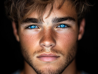 Obraz premium Man on colored background, handsome male portrait close up