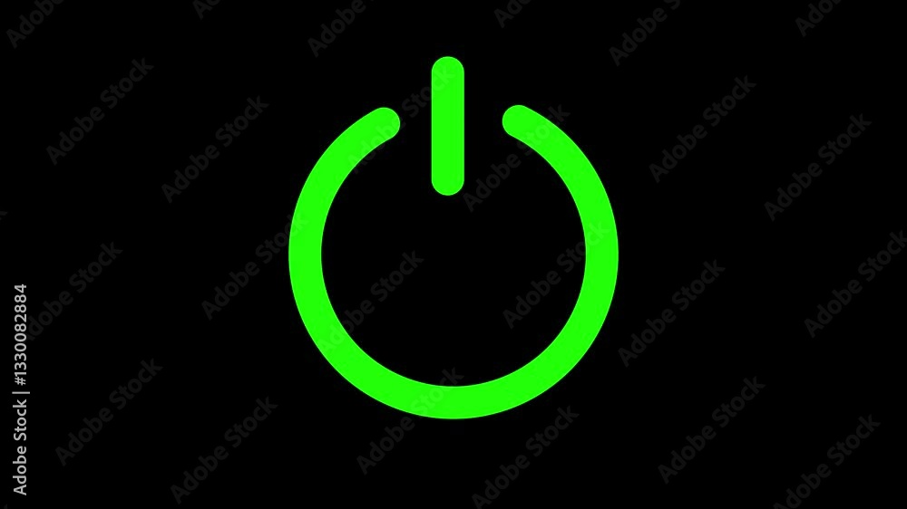 Poster power button symbolizing turning power on or off for apps and websites, shutdown, startup