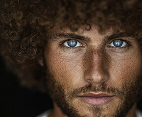Man on colored background, handsome male portrait close up