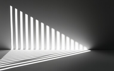 Obraz premium Bright White Light Beams On Gray Grid Floor In Studio