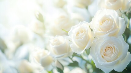 Obraz premium Elegant Bouquet of White Roses: A Serene Floral Display