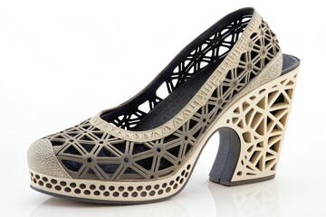 Obraz premium Stylish High-Heeled Shoe Featuring Intricate Design and Luxury Materials Ideal for Modern Fashion Enthusiasts Generative AI