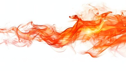 Fototapeta premium A long orange flame with a white background
