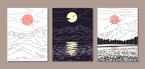 Simple Nature Scenes Set with Mountains.