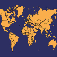 Naklejka premium Detailed World Map Illustration with Country Borders