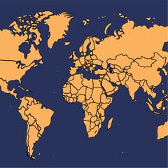 Obraz premium Detailed World Map Illustration with Country Borders