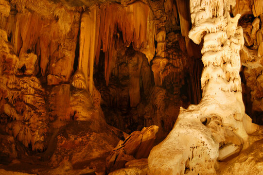 Geological formations photographed in the Cangoo caves in South Africa