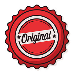 Original Red Seal Graphic: Vintage Style Badge with Star Accents for Product Authenticity & Quality Assurance Marketing