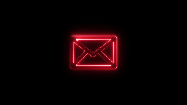 Glowing neon mail line icon animation illustration isolated on black background. mail envelope 4k video animation for web, mobile and ui design
