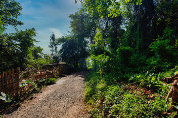 A rural path in the Karen tribe village, Chiang Mai, Thailand