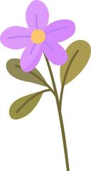 Illustration of a Purple Flower with Green Leaves, Design Inspiration, Illustration, Vector, Object, Template